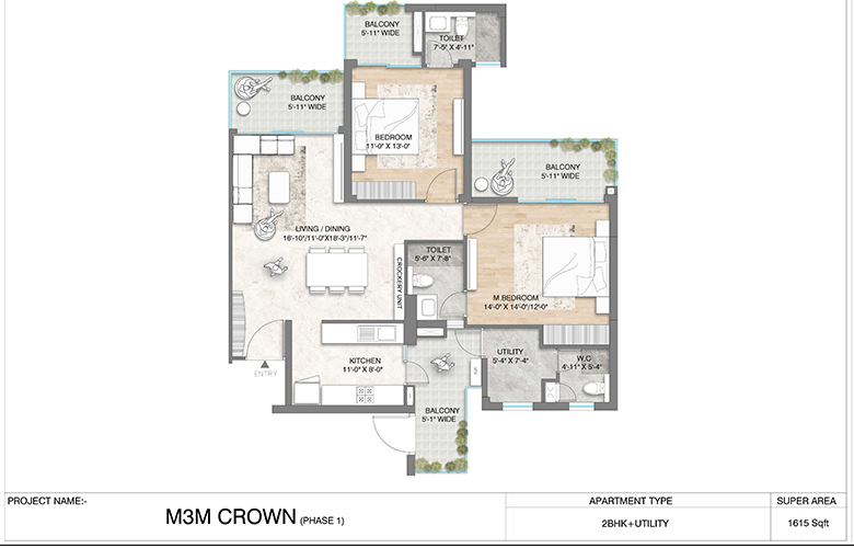 m3m crown floor plan