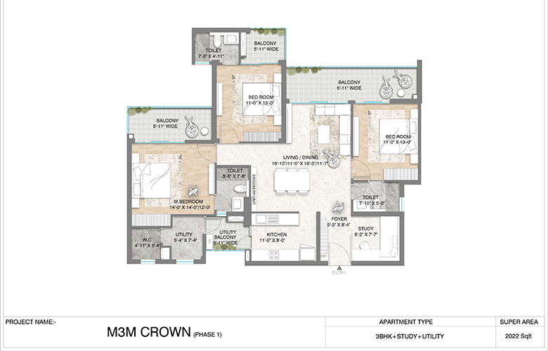 m3m crown floor plan