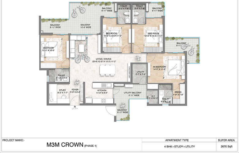 m3m crown floor plan