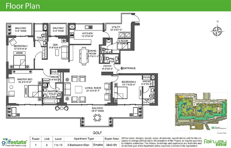 m3m golf estate floor plan 1