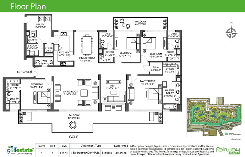 m3m golf estate floor plan 3