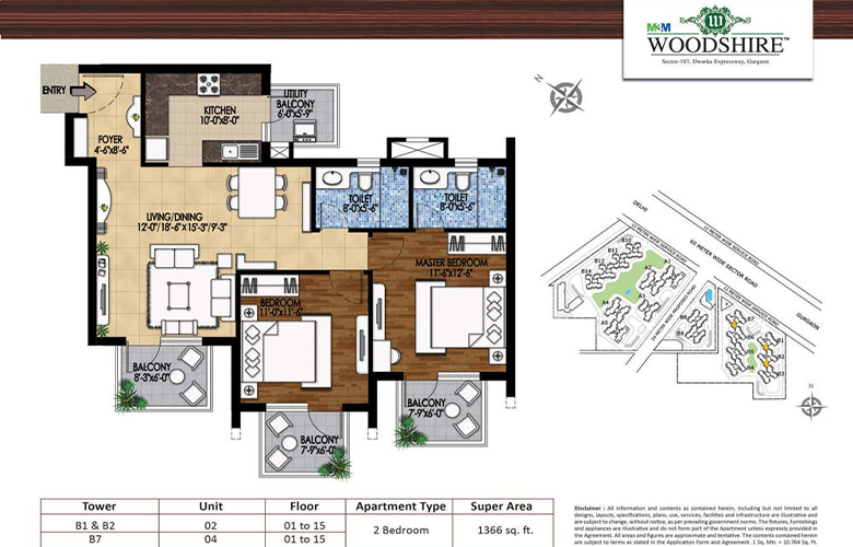 m3m woodshire floor plan 1